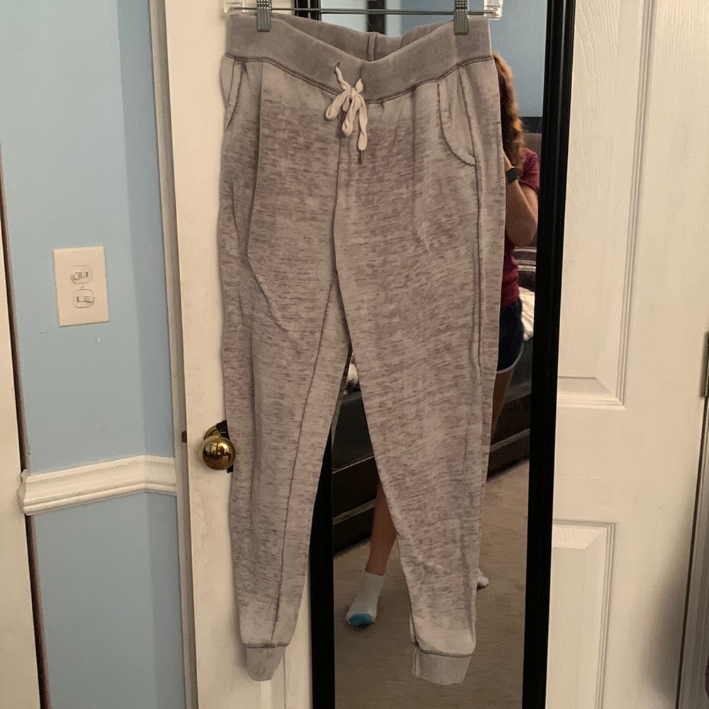 Grey and white comfortable joggers size medium